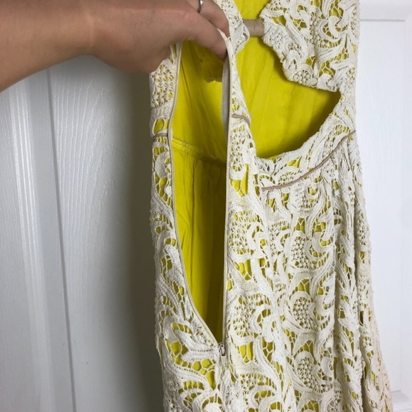 Greylin Valencia Yellow Lace Flare‎ Dress Women Size XS - Picture 5 of 8